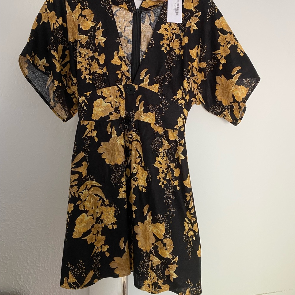 Reformation mini kimono style dress with print